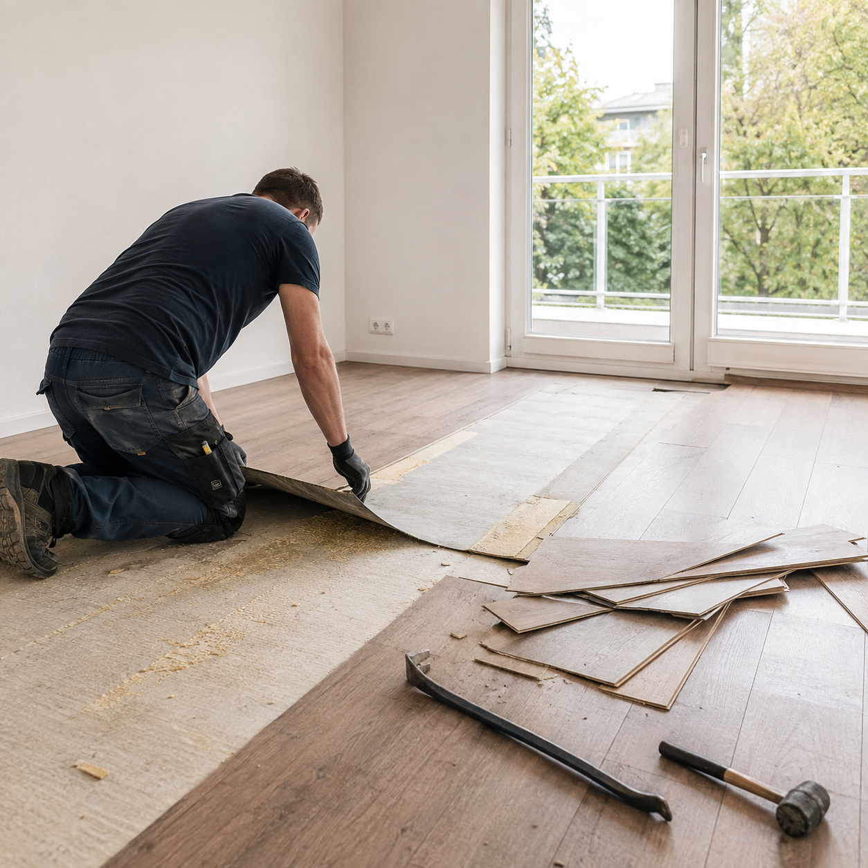 Vloer verwijderen uit woning door Oplevermaat